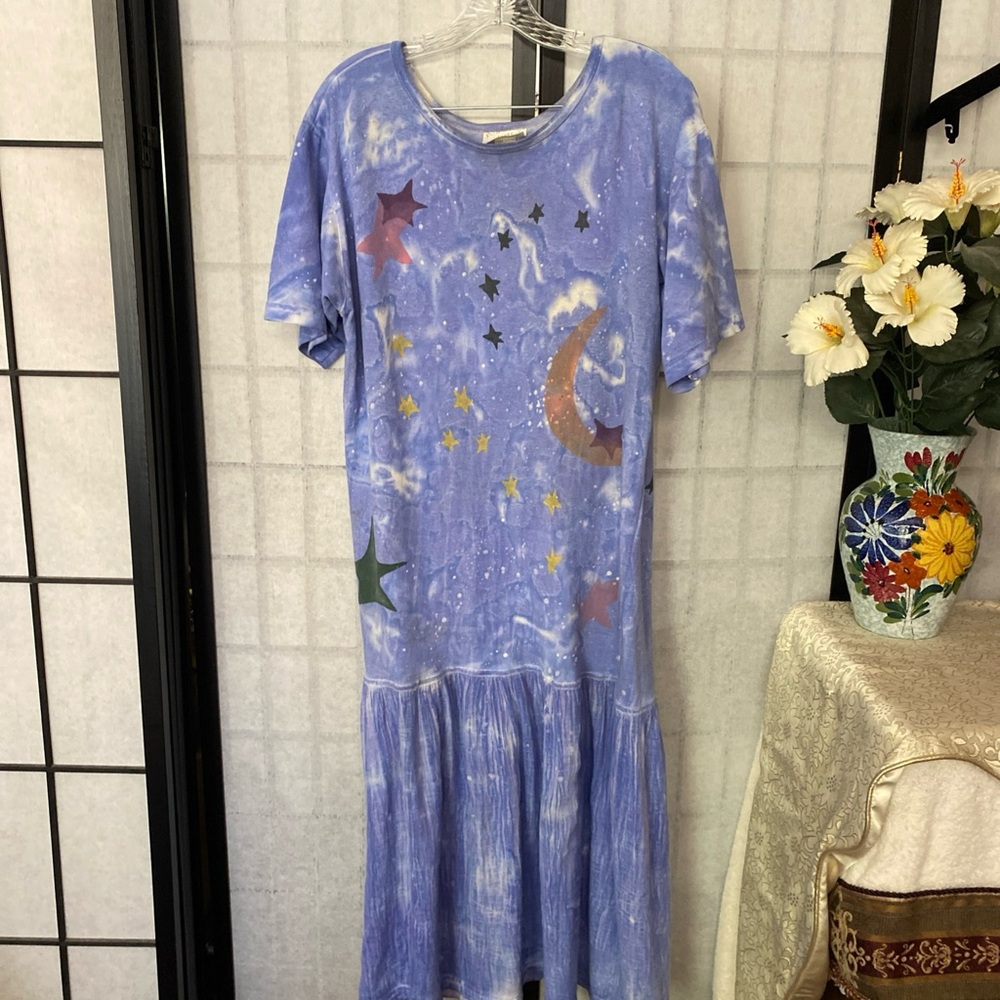 Sloop Jones Signed Dress 1 SZ Resort Wear Beachy Vacation Artsy Bohemian Midi - Picture 7 of 16